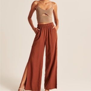 Abercrombie Wide Leg Linen-Blend Pants
